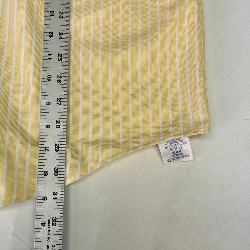 Lands End Mens Yellow White Striped Button Down Oxford Shirt Long Sleeve Cotton - Picture 13 of 13